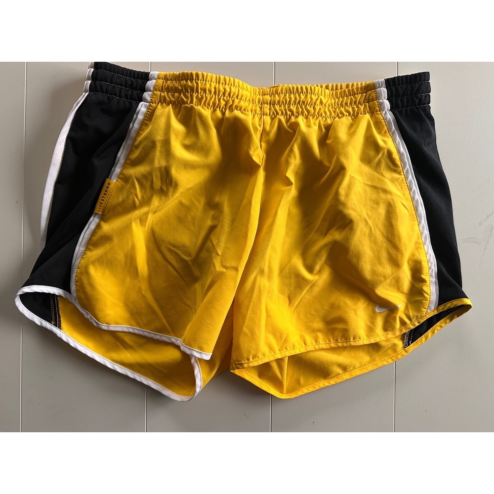 Nike Dri-FIT Livestrong Running Shorts Womens Small Yellow Black Athletic Track